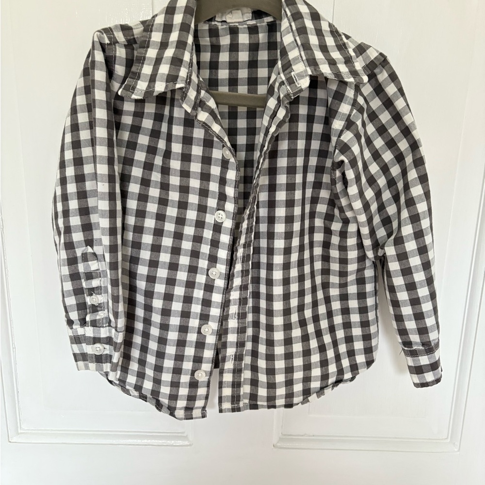 Classic Charcoal and White Checkered Kids Shirt
